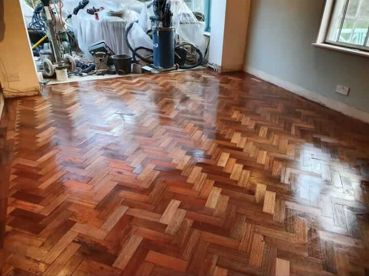 reclaimed herringbone parquet floor image 2